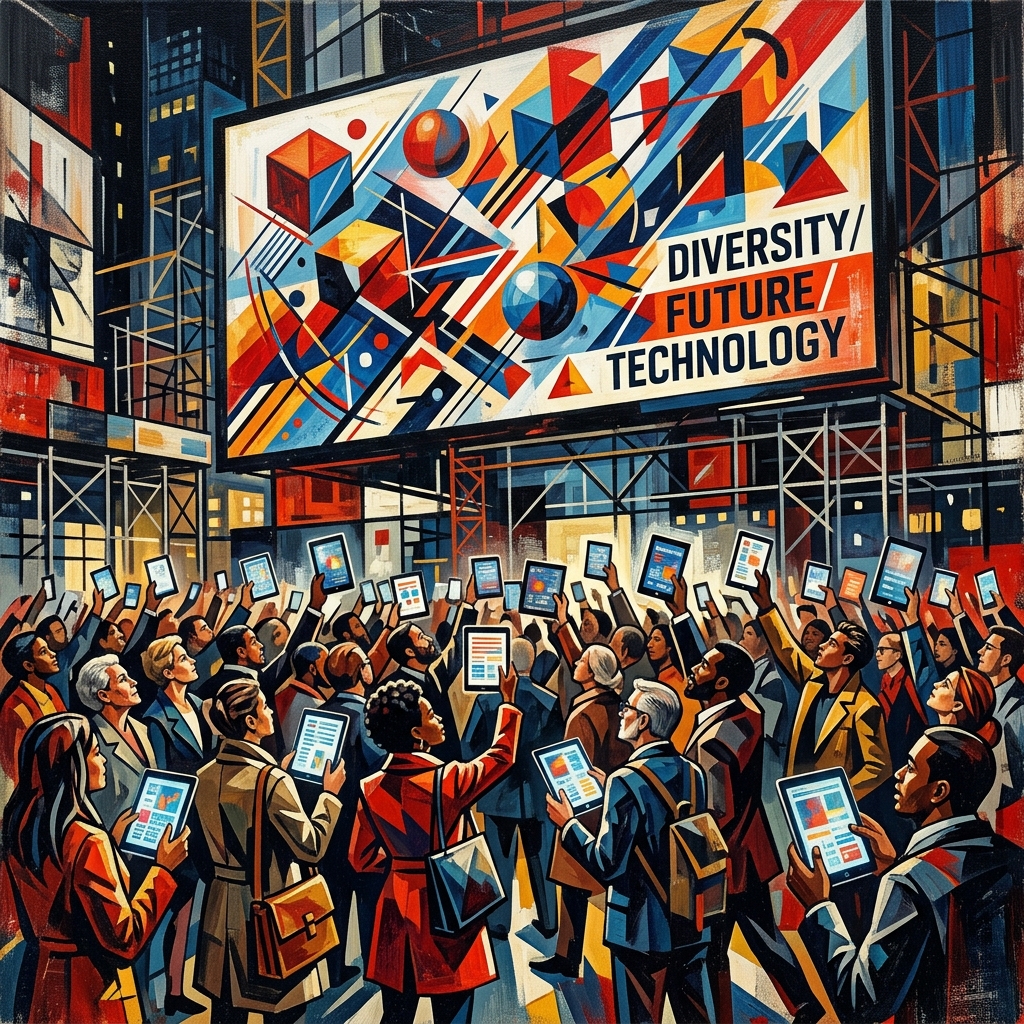 Crowd with tablets
